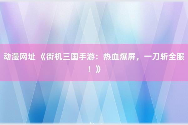 动漫网址 《街机三国手游：热血爆屏，一刀斩全服！》
